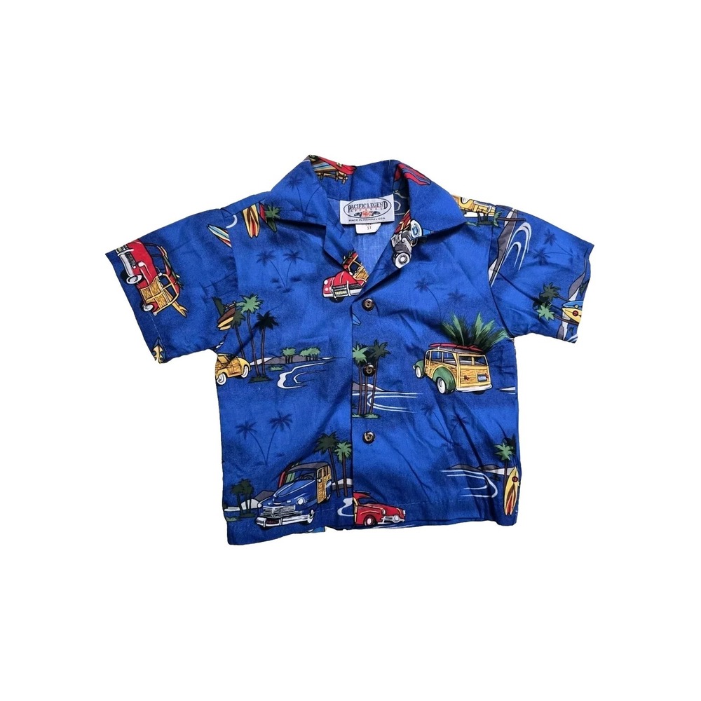 pacific legend hawaiian shirt Boys Blue 2 T